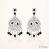 Elegant leaf chandbali drop earrings with stone detailing