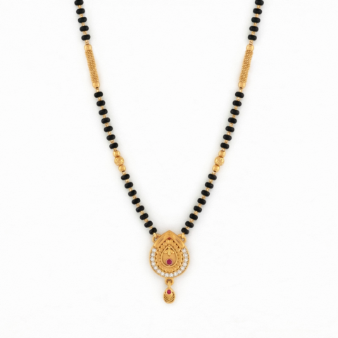 Royal Teardrop Ruby Mangalsutra Necklace