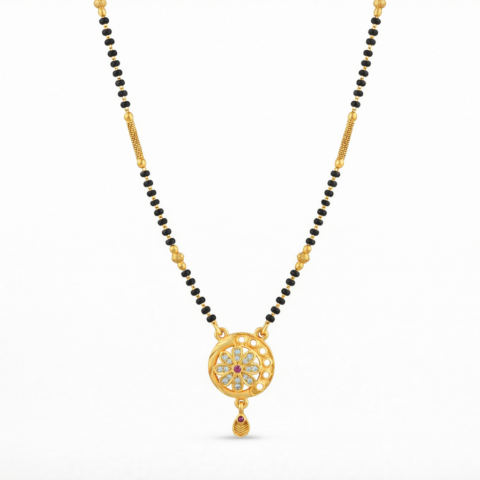 Royal Floral Moon Crystal Mangalsutra Necklace
