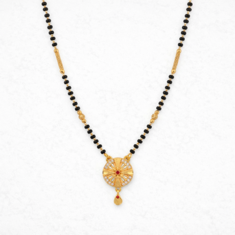 Radiant Sunburst Ruby Mangalsutra Necklace