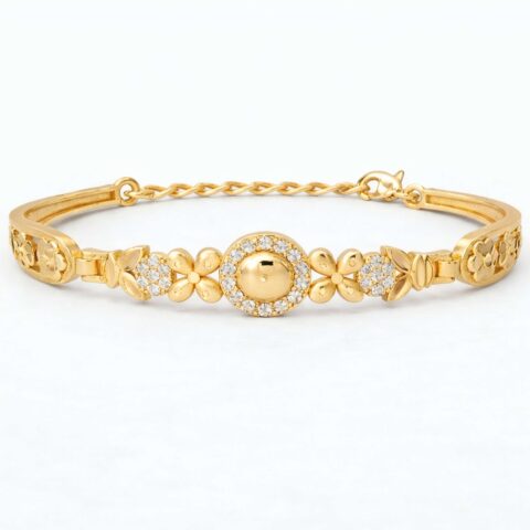 Elegant Floral Crystal Gold Bracelet