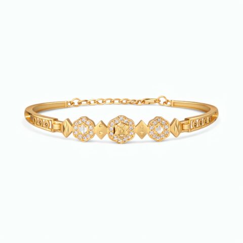Elegant Floral Crystal Gold Plated Bracelet for Women