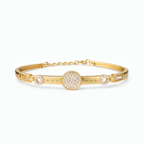 Elegant Crystal Circle Gold Plated Bracelet for Women