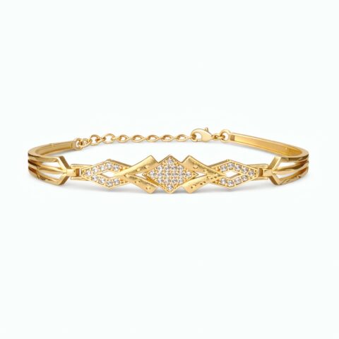 Elegant Geometric Crystal Gold Plated Bracelet for Women