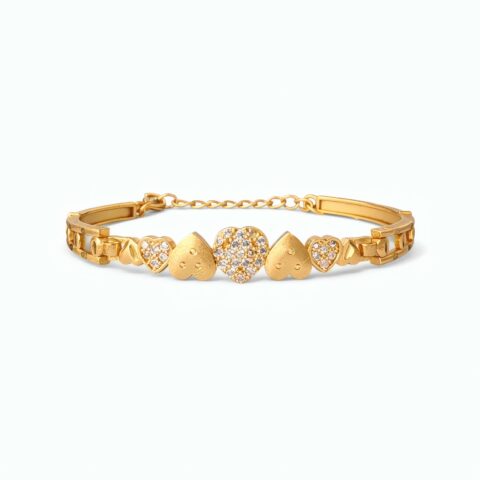 Elegant Crystal Heart Gold Plated Bracelet for Women