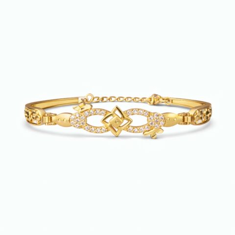 Elegant Infinity Crystal Gold Plated Bracelet for Women