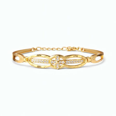 Elegant Crystal Floral Gold Plated Bracelet for Women