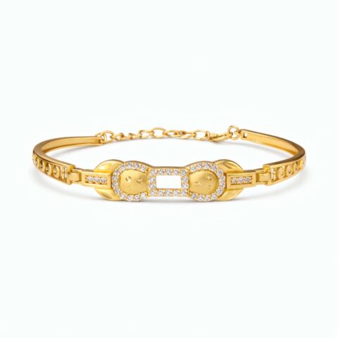 Elegant Dual Circle Crystal Gold Plated Bracelet for Women