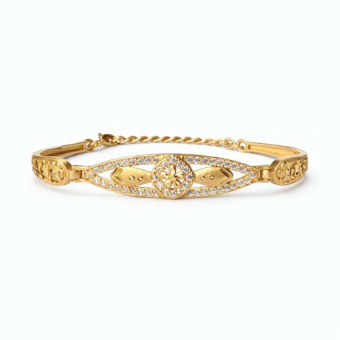 Elegant Floral Crystal Gold Plated Bracelet for Women