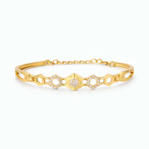 Elegant Hexagon Crystal Gold Plated Bracelet for Women