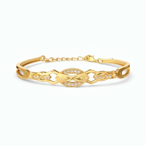 Elegant Oval Crystal Gold Plated Bracelet for Women