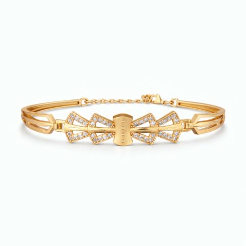 Elegant Crystal Bow Gold Plated Bracelet for Women