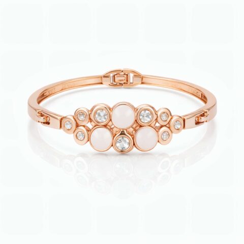 Elegant Rose Gold Crystal Floral Bracelet for Women
