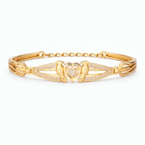 Romantic Crystal Heart Gold Plated Bracelet for Women