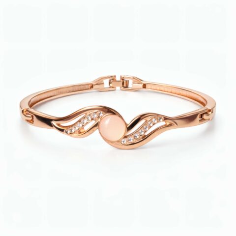 Elegant Rose Gold Wave Crystal Bracelet for Women