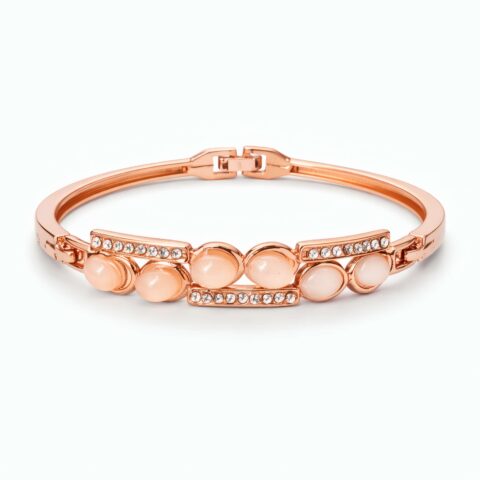 Elegant Rose Gold Crystal Bar & Pearl Bracelet for Women
