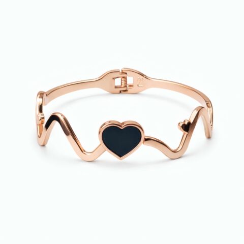 Romantic Rose Gold Heart Wave Bracelet for Women