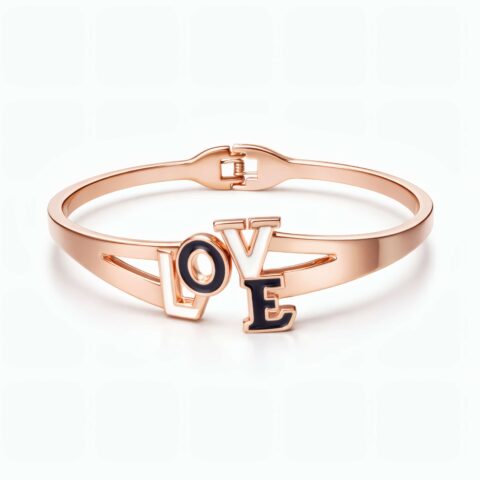 Stylish Rose Gold LOVE Charm Bracelet for Women