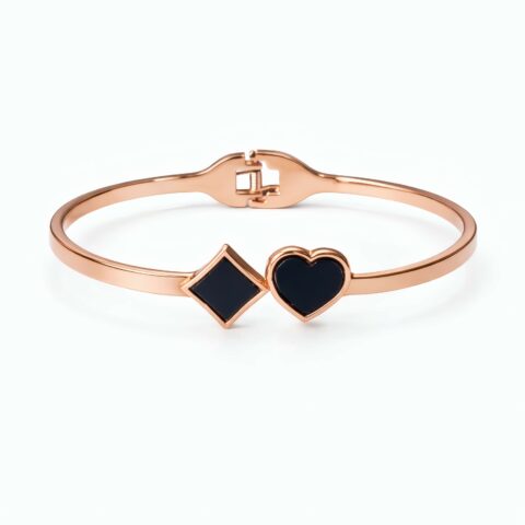 Elegant Rose Gold Heart & Diamond Shape Bracelet for Women