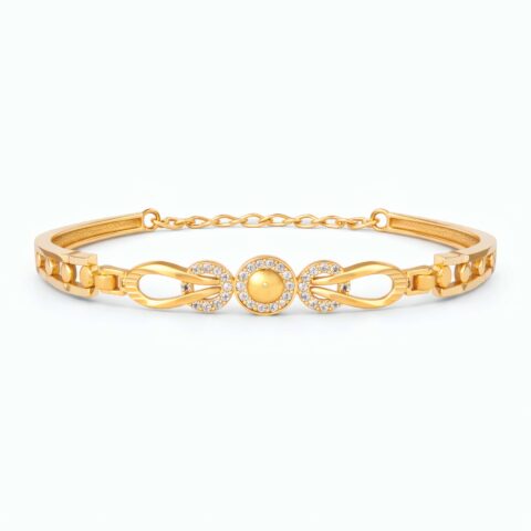 Elegant Infinity Circle Crystal Gold Plated Bracelet for Women