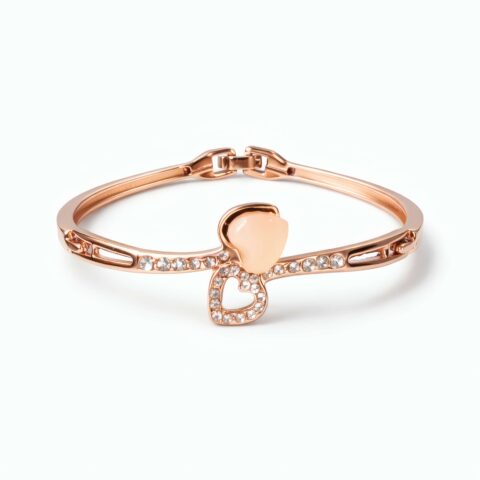 Elegant Rose Gold Double Heart Crystal Bracelet for Women