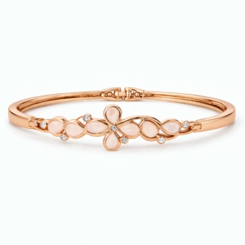 Elegant Floral Stone Gold Bracelet for Women