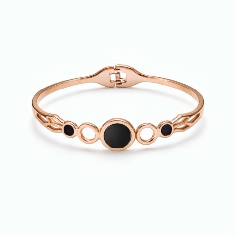 Modern Black Stone Gold Bracelet for Women
