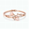 Elegant Pink Stone Gold Bracelet for Women