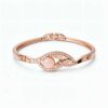 Elegant Eye Shape Pink Stone Gold Bracelet for Women