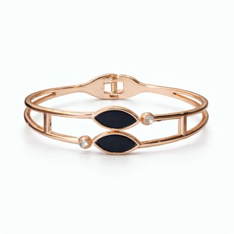 Elegant Black Marquise Stone Gold Plated Bracelet for Women