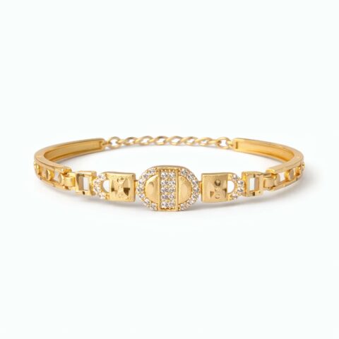 Elegant Crystal Circle Link Gold Plated Bracelet for Women