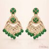 Kundan chandbali earrings with intricate design and beaded drops