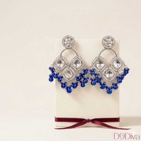 Kundan chandbali earrings with intricate design and beaded drops