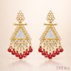 kundan chandelier earrings with intricate stone detailing and drop design
