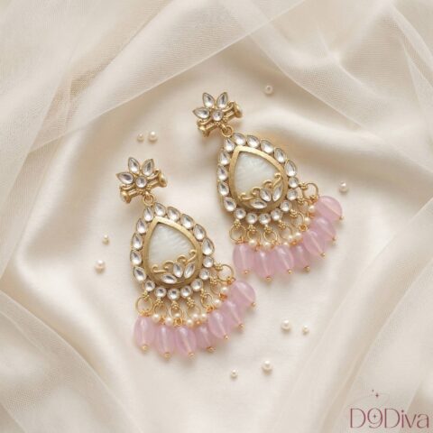 Elegant kundan chandelier earrings with pearl drops