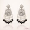 Elegant pearl chandbali earrings with intricate design and pearl drops