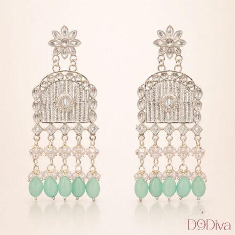 Elegant pearl chandelier earrings with intricate beadwork and dangling pearls