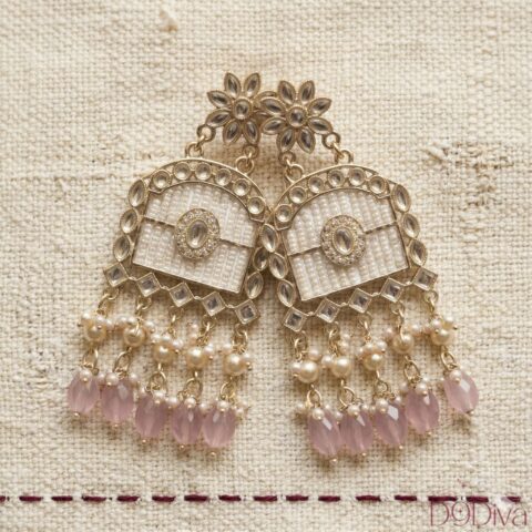 Elegant pearl chandelier earrings with intricate beadwork and dangling pearls