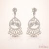 Pearl chandelier earrings with stone-studded elegant drop design for women